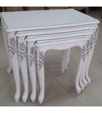 Masifart Tessera Lale Zigon Sehpa Beyaz Lake - Oyma Eskitme